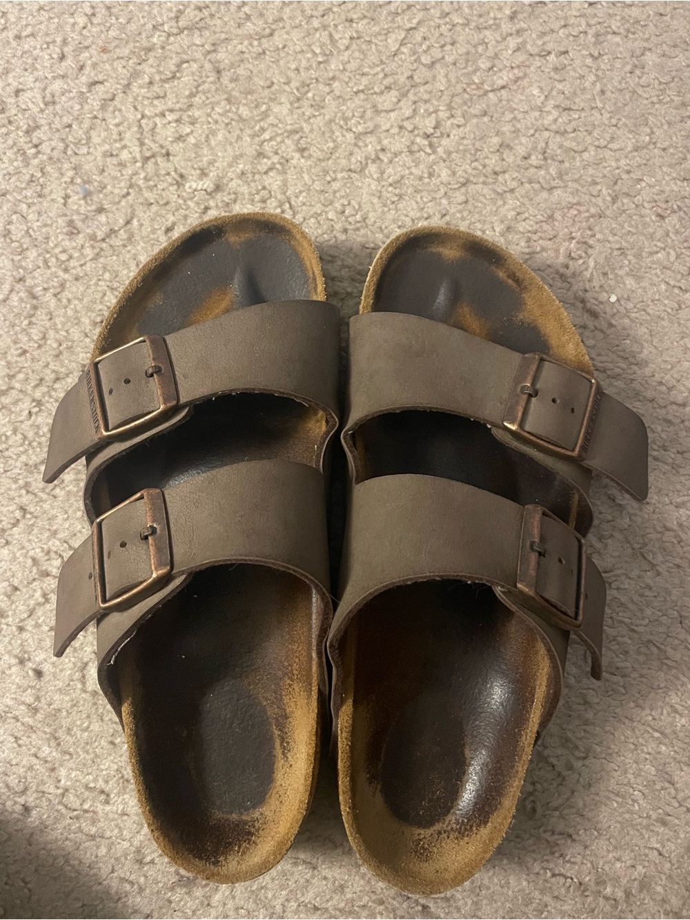 Birkenstock Brown Two-Buckle Slide Sandals